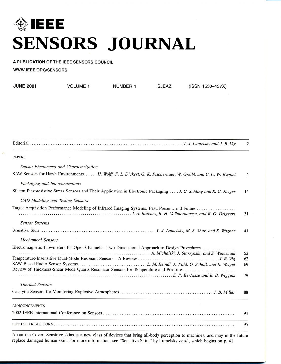 IEEE Sensors Journal History IEEE Sensors Council